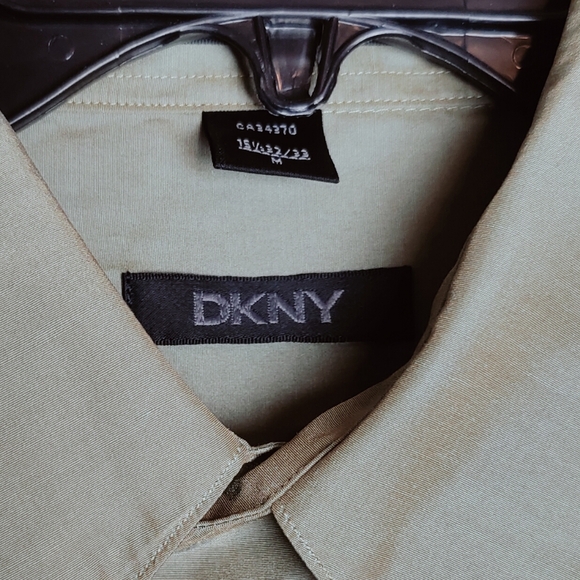 VTG 90s DKNY Men's Green Metallic Iridescent Dress Shirt, Size M/15.5 (32/33) - Picture 11 of 11